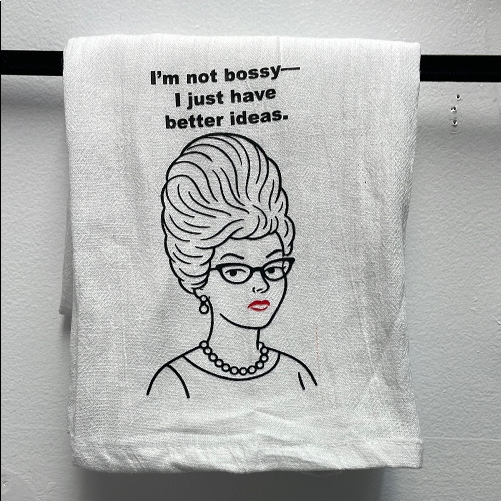 White Tea Towel with Graphic Print